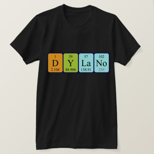 Dylano periodiek systeem naam shirt (Design voorkant)