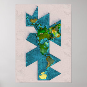 Dymaxion Wereldkaart Poster