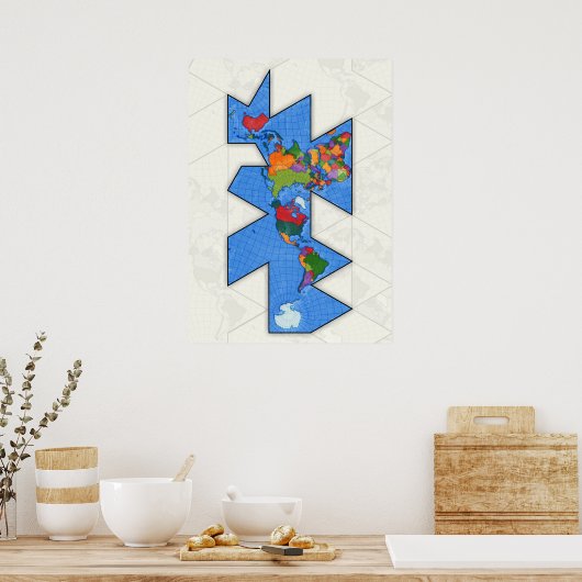 Dymaxion Wereldkaart Poster (Keuken)