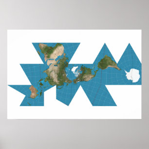 Dymaxion world map or Fuller world map projection Poster