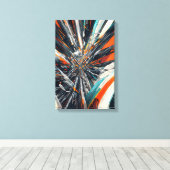 Dynamic Abstract Burst – Geometrische explosiekuns Canvas Afdruk (Insitu (Houten vloer))