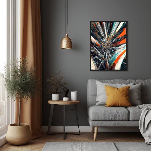 Dynamic Abstract Burst – Geometrische explosiekuns Poster