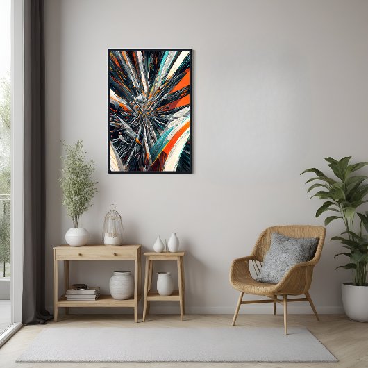 Dynamic Abstract Burst – Geometrische explosiekuns Poster