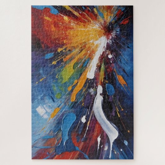 Dynamic Abstract Explosion Colorful Oil Painting Legpuzzel (Verticaal)