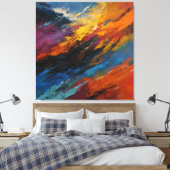 Dynamic Abstract Expressionism Vibrant Colors Wal Canvas Afdruk (Insitu (Slaapkamer))