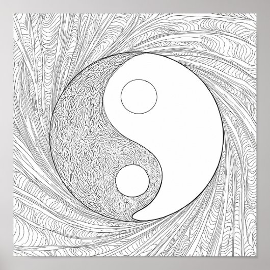 Dynamic Abstract Line Art: Flowing Energy Yin Yang Poster (Voorkant)