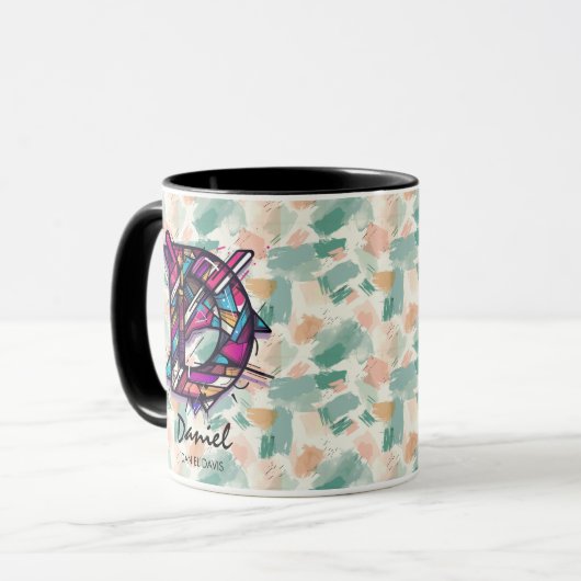 Dynamic Abstract Monogram Mok - D voor Daniel (Voorkant links)