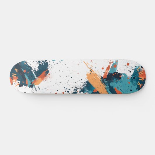 Dynamic Abstract Splatter - Modern Minimalist Persoonlijk Skateboard (Horizontaal)