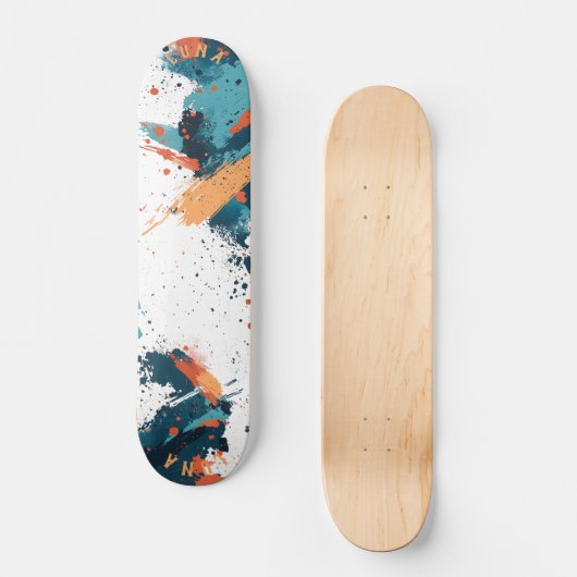 Dynamic Abstract Splatter - Modern Minimalist Persoonlijk Skateboard (Voorkant)