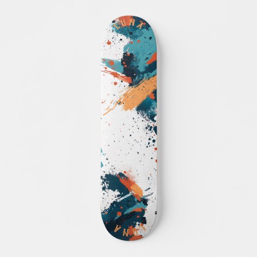Dynamic Abstract Splatter - Modern Minimalist Persoonlijk Skateboard (Voorkant)