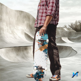 Dynamic Abstract Splatter - Modern Minimalist Persoonlijk Skateboard