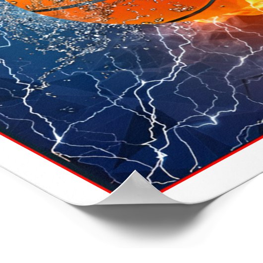 Dynamic Basketball Art Poster - Vuur en ijs (Hoek)