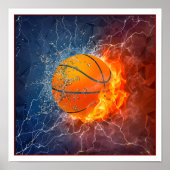 Dynamic Basketball Art Poster - Vuur en ijs (Voorkant)