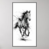 Dynamic Black and White Horse Poster (Voorkant)
