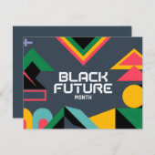 Dynamic Black Toekomstige Maand Abstracte Geometri Feestdagenkaart (Voorkant / Achterkant)