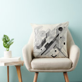 Dynamic Black & White Geometry Kussen (Stoel)