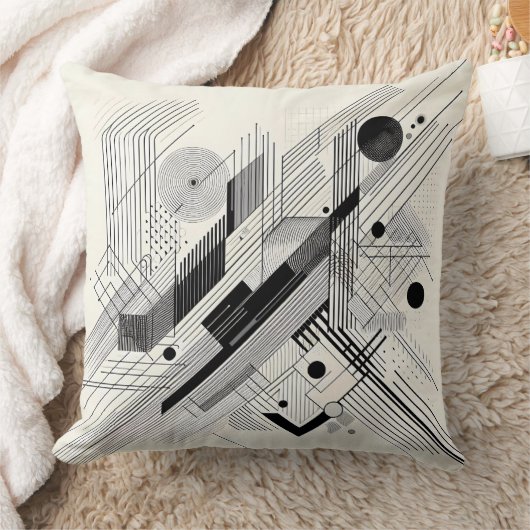 Dynamic Black & White Geometry Kussen (Deken)