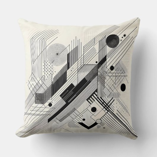 Dynamic Black & White Geometry Kussen (Voorkant)