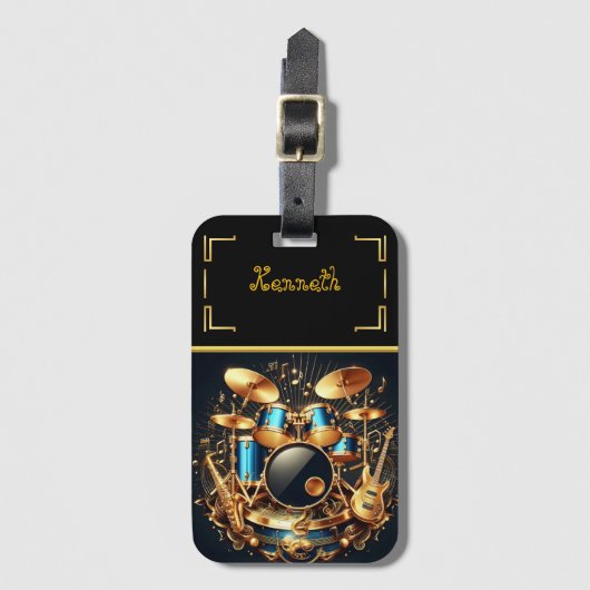 Dynamic Blue Drum Set Collectie Bagagelabel (Voorkant (verticaal))
