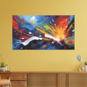 Dynamic Blue Orange Abstract Expressionism Art Canvas Afdruk (Insitu (Woonkamer))