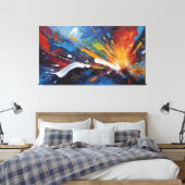 Dynamic Blue Orange Abstract Expressionism Art Canvas Afdruk (Insitu (Slaapkamer))