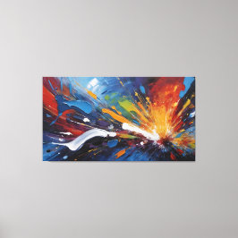 Dynamic Blue Orange Abstract Expressionism Art Canvas Afdruk