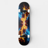 Dynamic Blue Orange Energy Clash Flame Persoonlijk Skateboard (Voorkant)