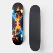 Dynamic Blue Orange Energy Clash Flame Persoonlijk Skateboard (Voorkant)