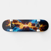 Dynamic Blue Orange Energy Clash Flame Persoonlijk Skateboard (Horizontaal)