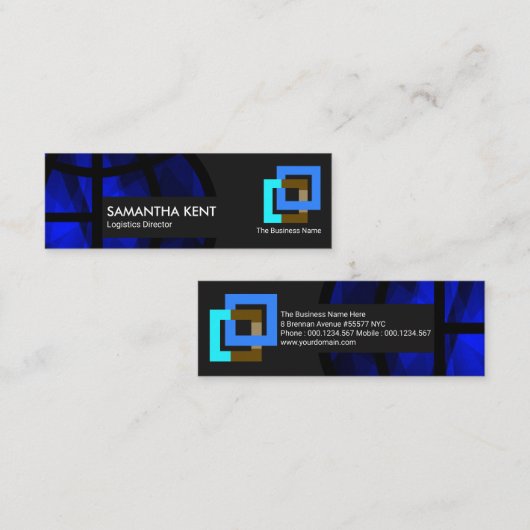 Dynamic Blue Polygon Global Logistics Manager Mini Visitekaartje (Voorkant / Achterkant)