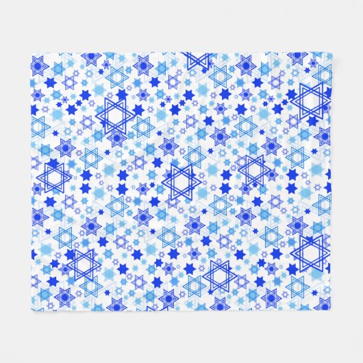 Dynamic Blue Stars van David Pattern Hanukkah Fleece Deken (Voorkant (Horizontaal))