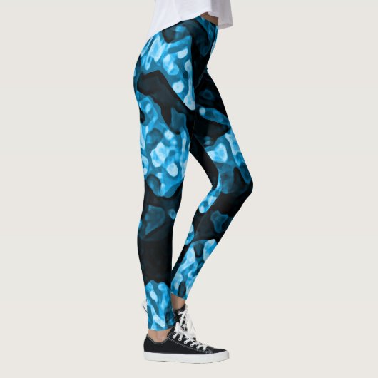 Dynamic Bright Blue Trendy Abstracte vormen Leggings (Rechts)