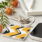 Dynamic Brushstroke Wave Pattern Sleutelhanger (Voorkant Rechts)