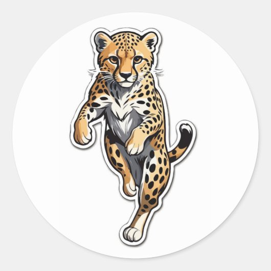 Dynamic Cheetah Sticker - Slanke Running Wild Cat (Voorkant)