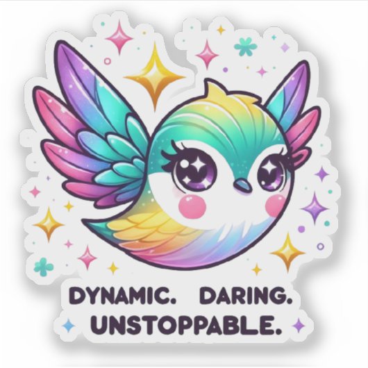 Dynamic Daring Unstoppable Motivatie Sticker (Voorkant)