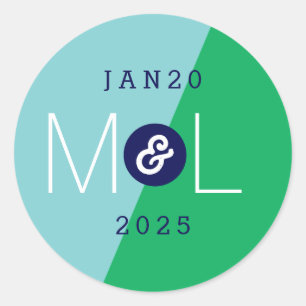 Dynamic Duo Modern Wedding Monogram Sticker