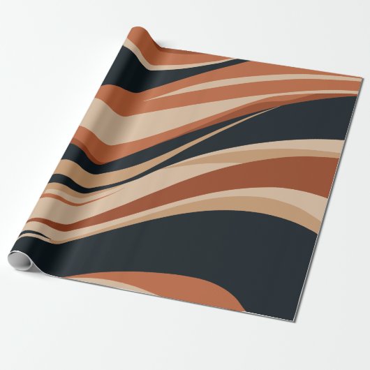 Dynamic Earth Tones Abstracte golven Cadeaupapier (Uitgerold)