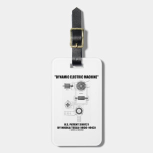 Dynamic Electric Machine U.S. Patent Nikola Tesla Bagagelabel