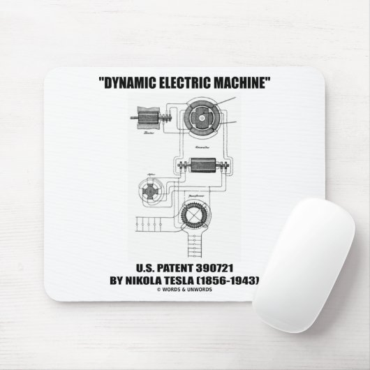 Dynamic Electric Machine US Patent 390721 van Tesl Muismat (Met muis)