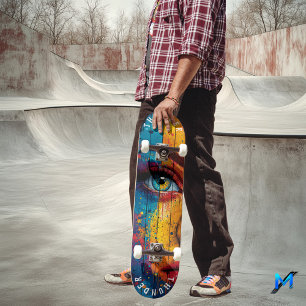 Dynamic Eye Pop Art - Vetgedrukte retro kleuren Persoonlijk Skateboard