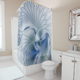 Dynamic Fantasy Abstract Blue Tones Fractal Art Douchegordijn