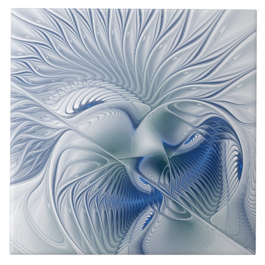 Dynamic Fantasy Abstract Blue Tones Fractal Art Tegeltje (Voorkant)