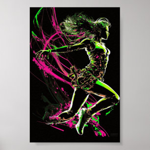 Dynamic Fitness Girl, Vrouw Gym Motivation Poster