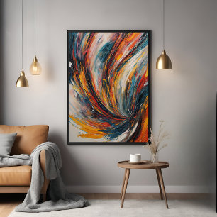 Dynamic Flame Abstract Expressionisme Kunst Perfect Poster