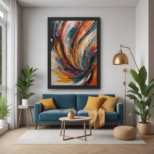Dynamic Flame Abstract Expressionisme Kunst Poster
