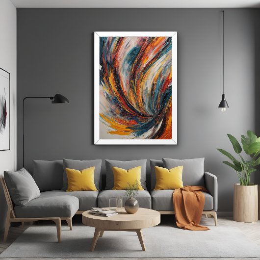Dynamic Flame Abstract Expressionisme Kunst Poster