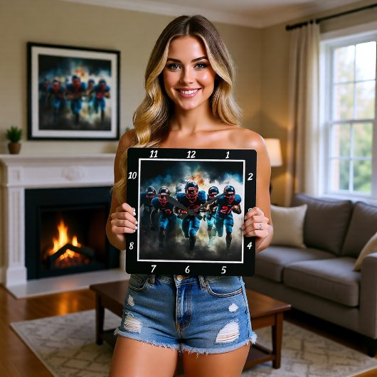 Dynamic Football Action Vierkante Klok