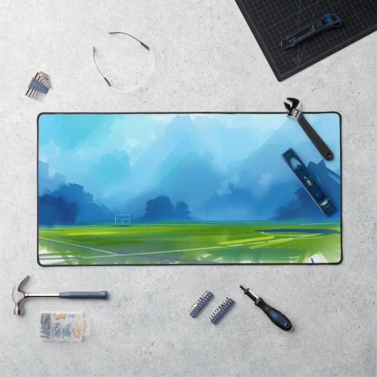 "Dynamic Football Field Desk Mat - Blue Energy Dig (Werkstation)