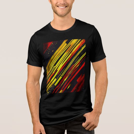 Dynamic Fusion: rode en gele Abstracte sportjagers Tri-Blend Shirt (Voorkant)