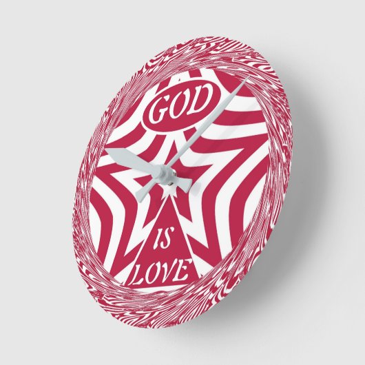 Dynamic God Is Love Star Red Swirl Wall Clock   Ronde Klok (Hoek)